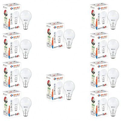 Bajaj Ledz Plus LED Lamp 9W Cool Day Light B22 (Pack of 10, White)