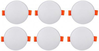 Bajaj Polycarbonate Celesta LED Downlight 3-in-1 Colour | 5W LED Downlight | for Smaller Spaces | Long Life of 25000 Hours (Pack of 6)