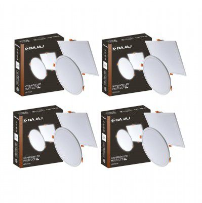 Bajaj Polycarbonate Hyperion LED Multi CCT Panel | 5W Square LED Surface Light | White Body (Pack of 4)