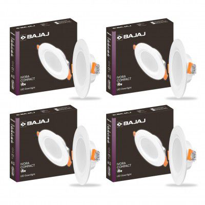Bajaj Polycarbonate Ivora Compact Downlight 3-in-1 Colour | 5W LED Downlight (Multi Colour, Pack of 4)