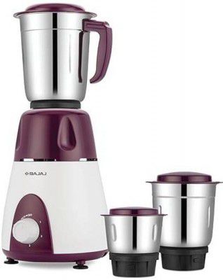 BAJAJ REX 500 500 W Mixer Grinder (REX 500W PURPLE (410607) | 3 Jars | Purple, White)