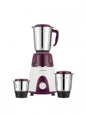 Bajaj Rex 500W Purple Mixer Heavy Duty Grinding with 3 SS jars - 2 Yr warranty