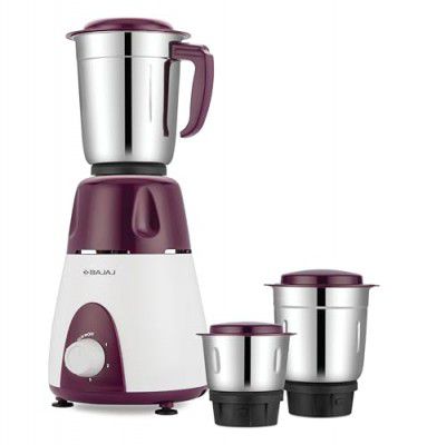 Bajaj Rex Mixer Grinder 500W|Mixie For Kitchen With Nutri-Pro Features|3 SS Mixer Jars For Heavy Duty Grinding|2 Year Warranty By Bajaj|Purple
