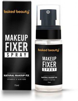 BAKED BEAUTY Non-sticky Makeup fixer quick setting spray infused with Aloe Vera & Vitamin-E Primer - 75 ml  (Transparent)