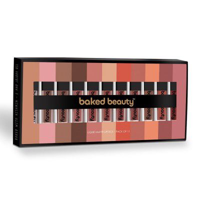 BAKED BEAUTY Set of 11 Transferproof Mousse Matte Liquid Mini Lipstick With Vitamin E - 1.5 ml each