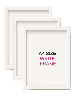 Balaji Photo Frame A4 Document Wall Hanging Photo Frame Set of 3 Photo Frames for Home and Office Decoration | Best for Gifts, Anniversary or Birthday (A4 Frame White-3)