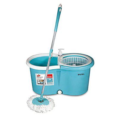 Baltra Super Clean Twin Bucket Spin Mop with 2 Refills &1 Liquid Dispenser(Green) 7 LTR