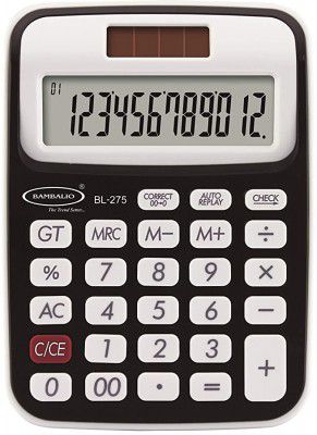 Bambalio 12 Digits BL-275 with 3 Years Warranty Electronic Calculator (Black)