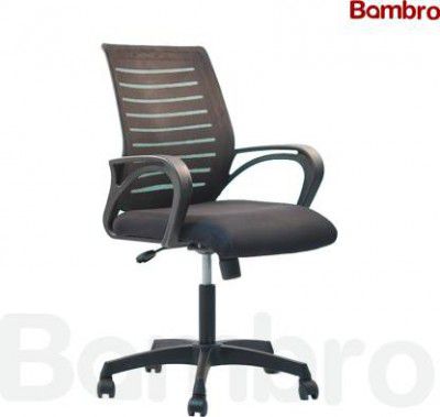 BAMBRO BreatheEasy Y- Series black Office Chair with fixed armset Leatherette Office Adjustable Arm Chair  (Black, Pre-assembled)