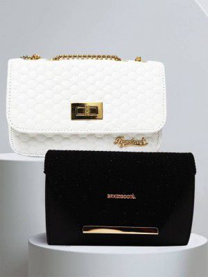 BANDICOOT White, Black Women Sling Bag (Medium)