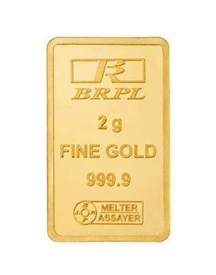 Bangalore Refinery 24k (999.9) 2 gm Yellow Gold Bar