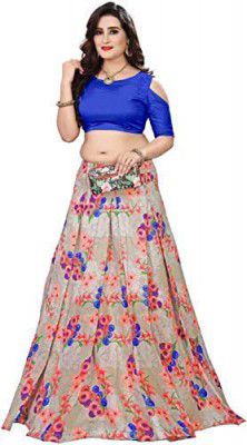 Banglory silk Printed semi-stitched Lehenga Choli(Free Size)