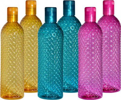Bappy Water Bottle , for Home Office Gym School Boy, Unbreakable 1000 ml Bottle 1000 ml Bottle&nbsp;&nbsp;(Pack of 6, Multicolor, Plastic)