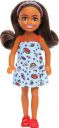 Barbie Chelsea Doll, Small Doll Wearing Removable Blue Dress with Colorful Print & Pink Shoes, Brown Hair & Green Eyes...