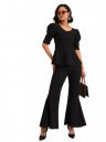 barcino Black Peplum Top with Bellbottom Pants...