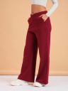 barcino Maroon Terry V-Shape Waistband Track Pants...
