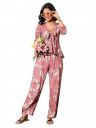 barcino Pink Tropical Front Tie Top With Pants...