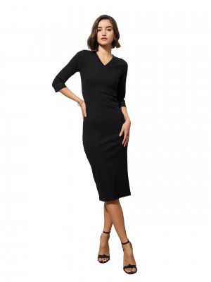 barcino Women's Cotton Blend Midi Bodycon Dress