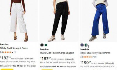 barcino womens Pant Stats at Rs 182