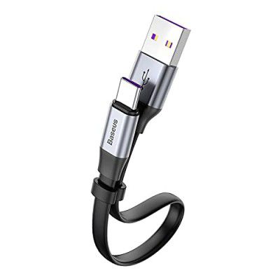 Baseus Simple HW Quick Charge Charging Data Cable USB for Type-C 5A 40W 23cm (Grey Black)
