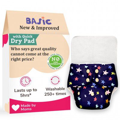 BASIC Reusable Cloth Diaper for babies 0-3 Years | Freesize Adjustable, Washable and Reusable Cloth Diaper for babies for day time use
