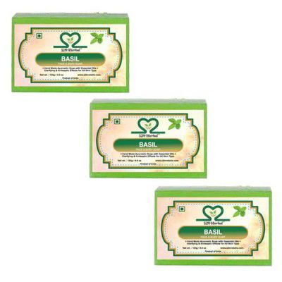 Basil Face & Body Handmade Soap 125 gm (Pack of 3) (3 x 125 g)