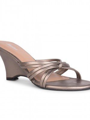 Bata LINDA MULE E Dark Grey Not Applicable Slipon Open Toe Mule Thong Slipper High HH 51 MM UP For Women