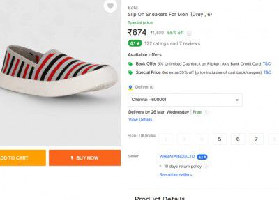 Bata Slip On Sneakers For Men