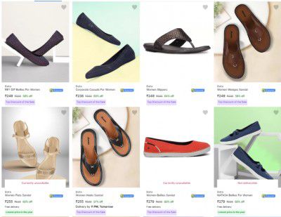 Bata Womens Footwear starts at ₹333.