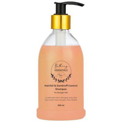 Bathing Essentials Natural Anti Hair Fall & Dandruff Control Shampoo (300ml) Combo. Anti Dandruff & Anti Hair Fall. All Hair Types - Women & Men. SLS | Paraben Free (Crafted with 10+ Natural Ingredien
