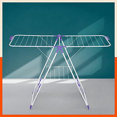 Bathla Foldable Clothes Drying Stand - Neo | 26 Drying Rails - 45 Feet Drying Length