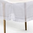 Bathla Matworks Argento Plastic Table Cover for Dining Table with Silver Lace - Rectangular - (60" X 120")| Plain...
