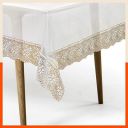 Bathla Matworks Aurum Plastic Table Cover for Dining Table with Golden Lace - Rectangular - (54" X 78")| Plain...