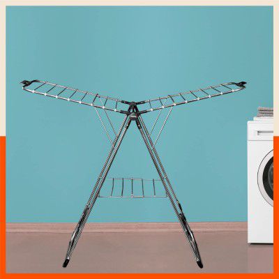 Bathla Mobidry Neo - Foldable Cloth Drying Stand for Home - Stainless Steel (Black)