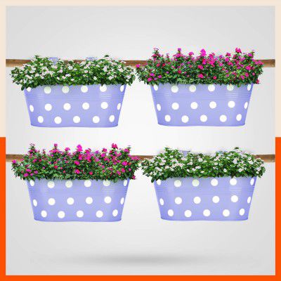 Bathla Patio ARA Hanging Metal Pot Holders / Planters for Balcony / Garden |Corrosion Resistant with Detachable Double Hooks | Lavender - Set of 4, Standard (PHP-OP-311514LR-S4)
