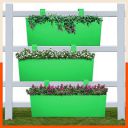 Bathla Patio LEA Rectangular Hanging Metal Pot Holders/Planters for Balcony/Garden |Green - Set of 3, Standard (PHP-RS-451415GN-S3)...