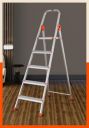 Bathla Safex 5-Step Foldable Aluminium Ladder for Home | Anti-Slip Steps | Edge Guards | 5 Year Manufacturer Warranty | with Sure-Hinge Technology (Orange)...