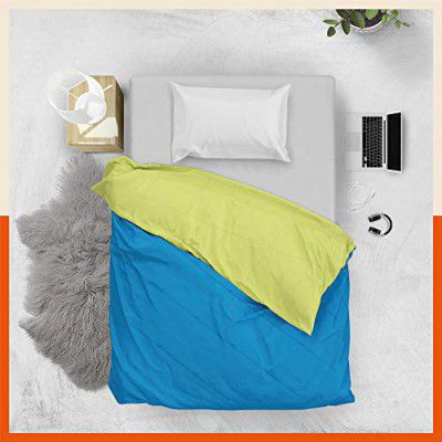 Bathla Siesta ELVA Reversible Microfiber Comforter/Blanket/Quilt/Duvet for Home with Ultra-Soft Fabric Cover & Siliconised Fill | Single – Blue & Lime - 200 GSM