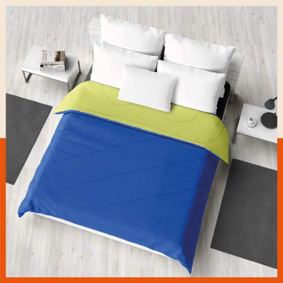 Bathla Siesta ELVA Reversible Microfiber Comforter/Blanket/Quilt/Duvet for Home with Ultra-Soft Fabric Cover & Siliconised Fill | Double – Lime & Sky Blue- 200 GSM