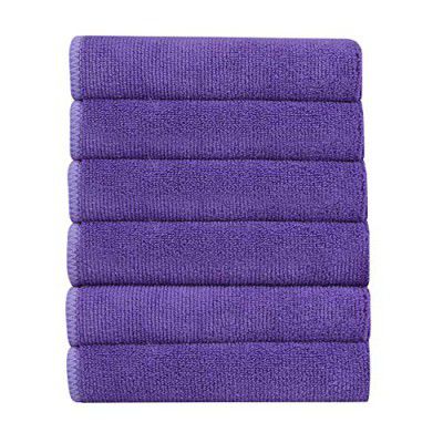 Bathla Spic & Span Multi Purpose Micro Fiber Cleaning Cloth - 340 GSM: 30cmx30cm (Pack of 6 - Purple)