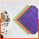 Bathla Spic & Span Multi Purpose Micro Fiber Cleaning Cloth - 300 GSM: 30cmx30cm (Pack of 4 - Dark Blue + Fluorescent Orange + Light Green + Lemon)...