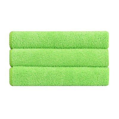 Bathla Spic & Span Multi Purpose Micro Fiber Cleaning Cloth - 340 GSM: 40cmx40cm (Pack of 3 - Fluorescent Green)