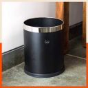 Bathla Stainless Steel Leather Waste Bins | Garbage Trash Can | 8 Litre - Black...