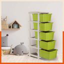 Bathla STOMO 5 XL Drawers Multi-purpose Modular Storage for Home, Kitchen & Office | Easy to Move with Trolley Wheels | Chest of Drawers | Green (Plastic)...