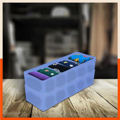 Bathla Stomo DORI Multipurpose Stackable Drawer/Wardrobe Organiser Rack for Home | Ocean - Set of 2