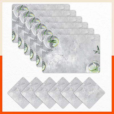 Bathla Table Mats - Set of 6-45cm x 30cm PVC Table Placemats & Coasters for Home Dining Table (Tonique)