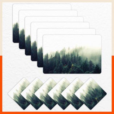 Bathla Table Mats - Set of 6-45cm x 30cm PVC Table Placemats & Coasters for Home Dining Table | Multipurpose, Heat-Resistant, Waterproof & Washable | Matworks (Evergreen)