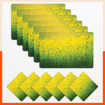 Bathla Table Mats - Set of 6-45cm x 30cm PVC Table Placemats & Coasters for Home Dining Table 