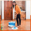 Bathla Ultra Clean Plus - Heavy Duty Microfiber Spin Mop with Large Trolley Wheels (Grey)...