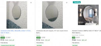 Flipkart: Bathroom Mirrors Starts at Rs 179